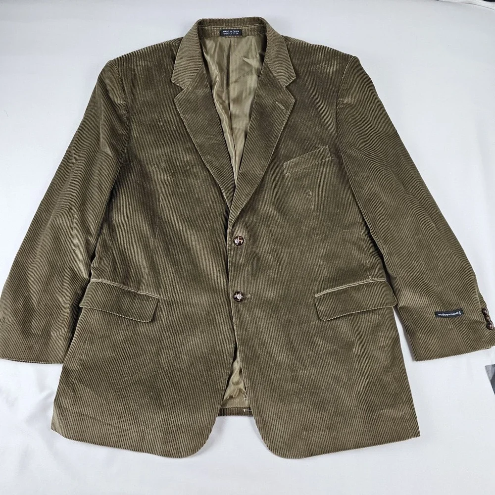 Statements Khaki Brown Corduroy Blazer Sport Coat Two Button Jacket 48R NEW‎